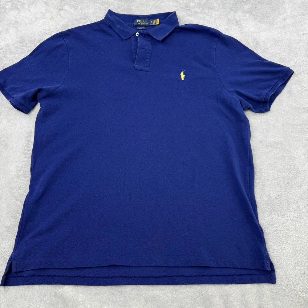 Polo Ralph Lauren Classic Fit Polo Shirt Size XL‎ Blue Mens Short Sleeve Preppy
